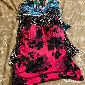 Lands End bathing suit top bundle - set of 4  , size 10.